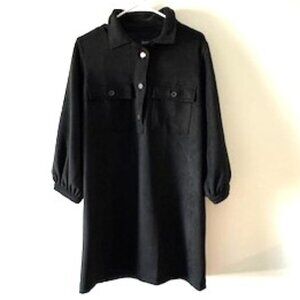 Gap Black Faux Suede Long Sleeve Dress